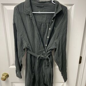 Aerie Charcoal Button-Up Romper
